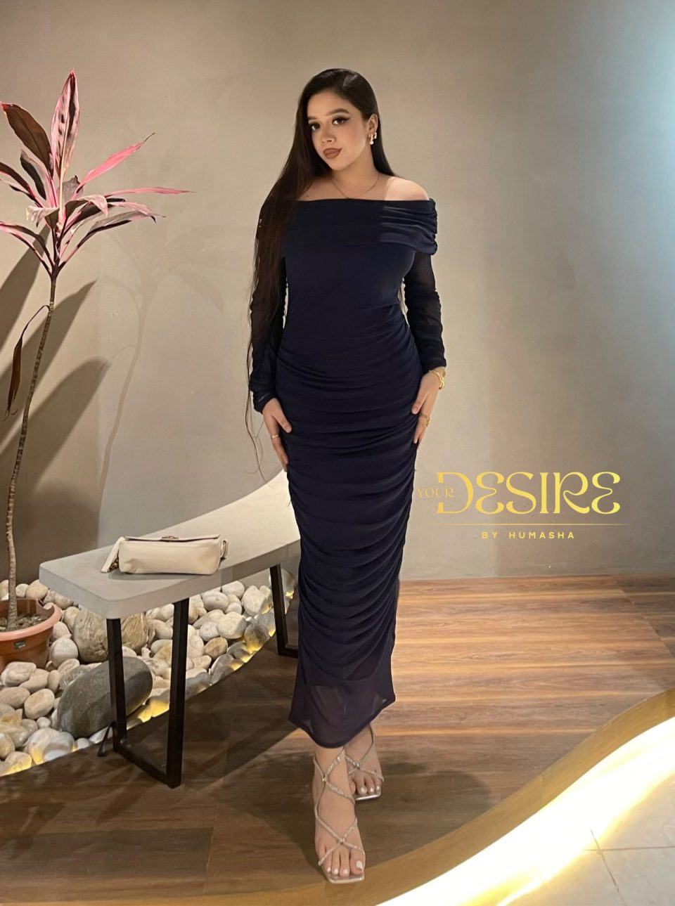 Midnight Charm Mesh Bodycon (Navy Blue)