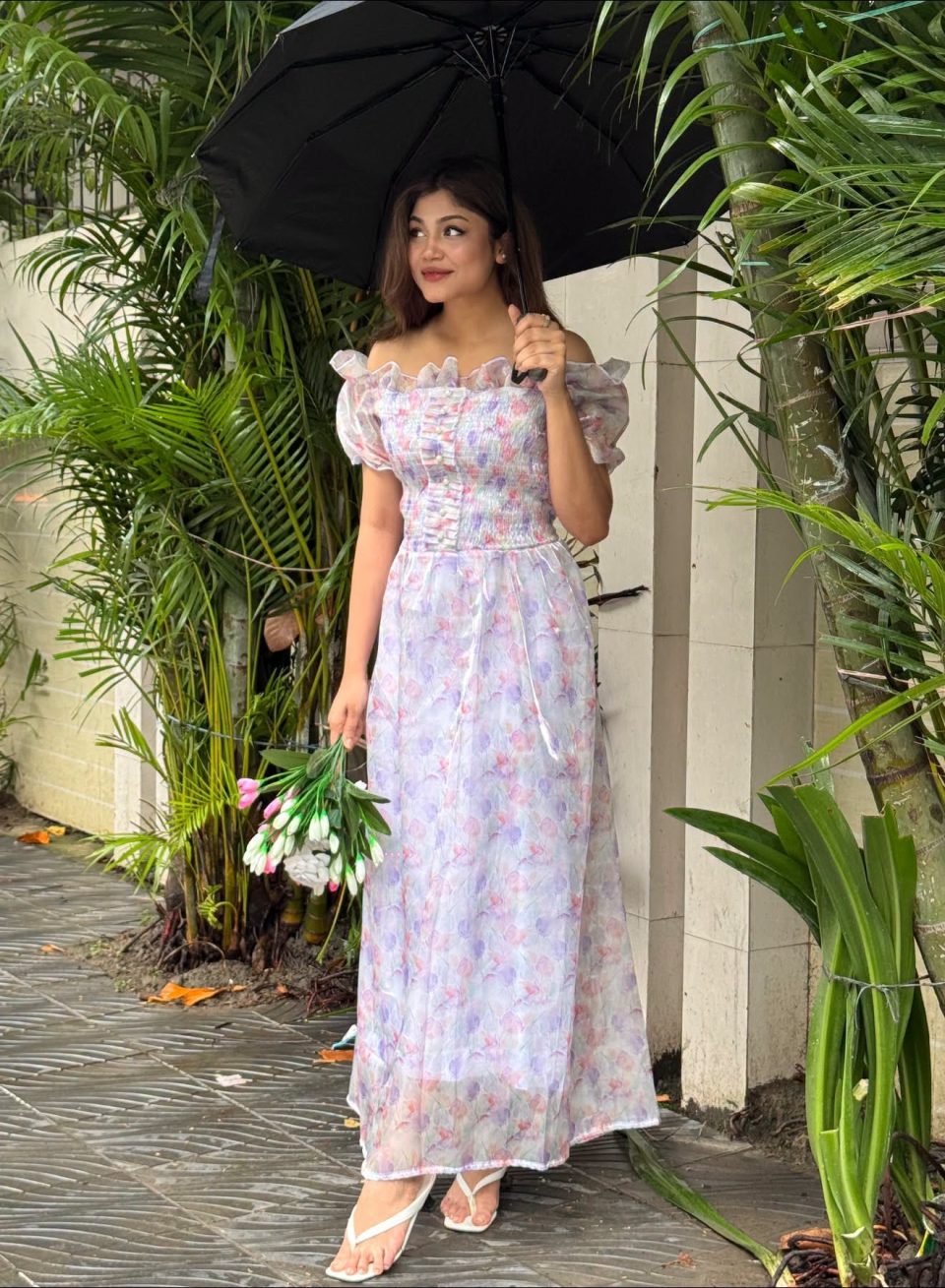 Lavender Floral Organza Dress.