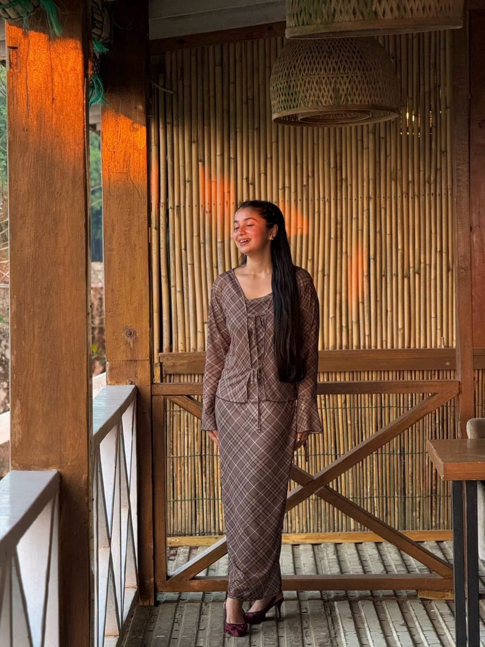 Plaid Kimono & Bodycon 2-Piece Set